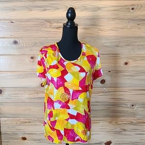 Chico's Women's Multicolored Short Sleeved Blouse Plus Size 2